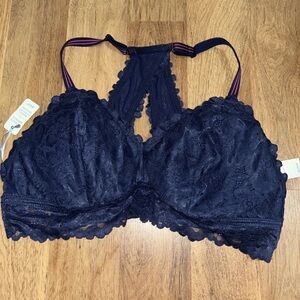Aerie Midnight Lace Halter Bralette xlg